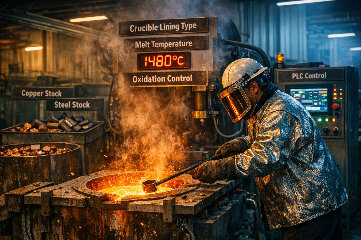 Induction melting process for metals