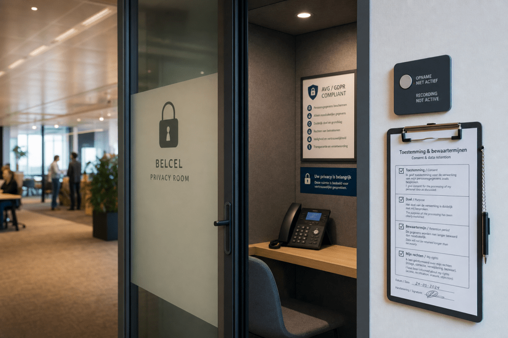 Hoe zorg je dat een belcel voldoet aan GDPR/AVG-richtlijnen bij het opnemen of monitoren van gesprekken?