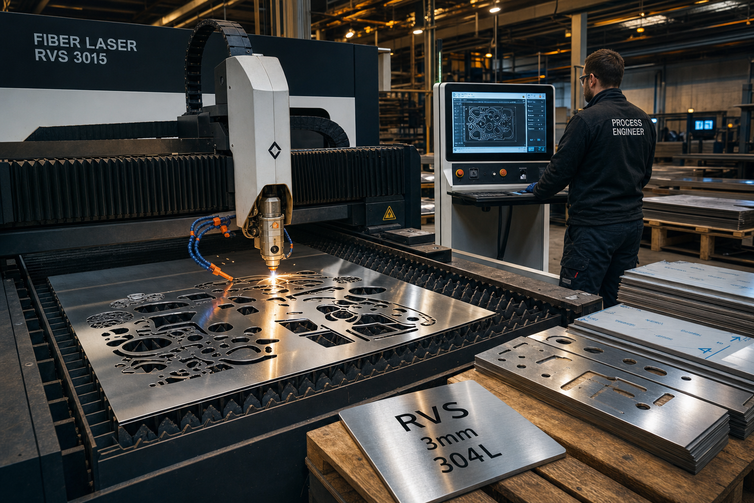 Detail van nabewerking na RVS lasersnijden